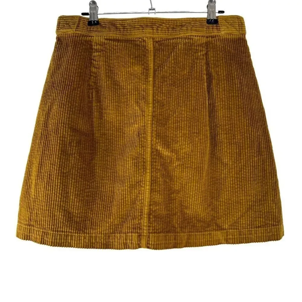 Madewell Corduroy Patch Pocket A-line Mini Skirt‎ w Button Front Womens 8